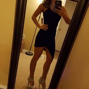 Elegant Blue Halter Dress